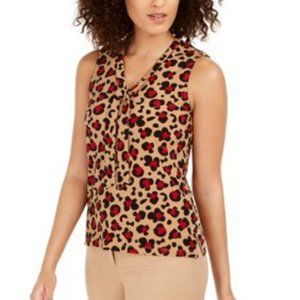 Anne Klein Animal Print Sleeveless Blouse Lge NWT